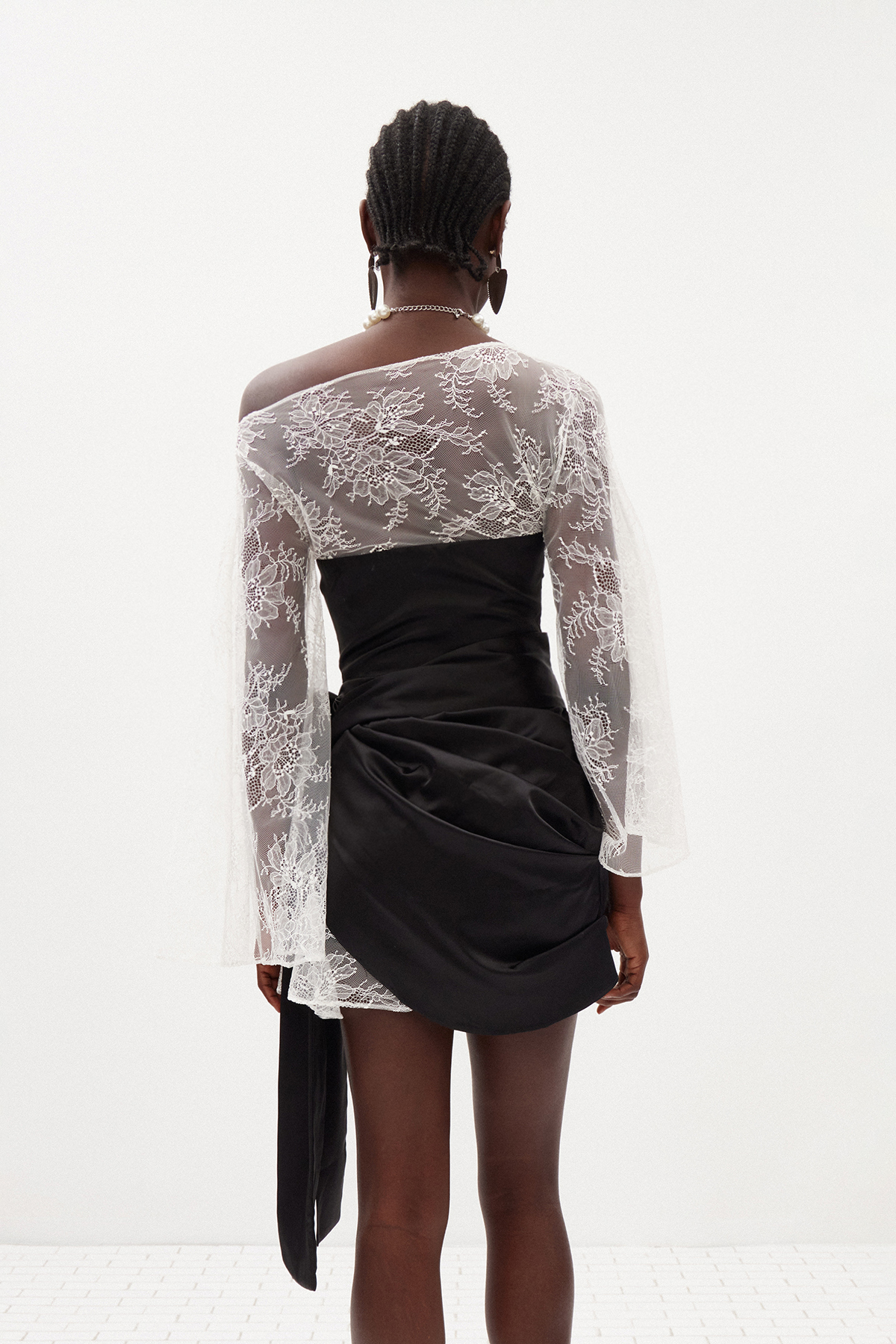 Faddey Deconstruct Flower Lace Mini Dress