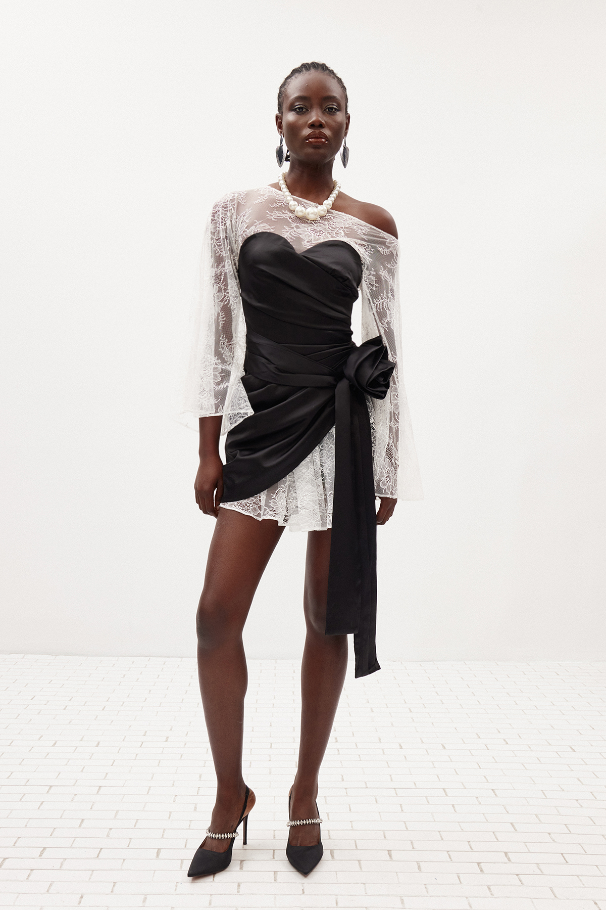 Faddey Deconstruct Flower Lace Mini Dress