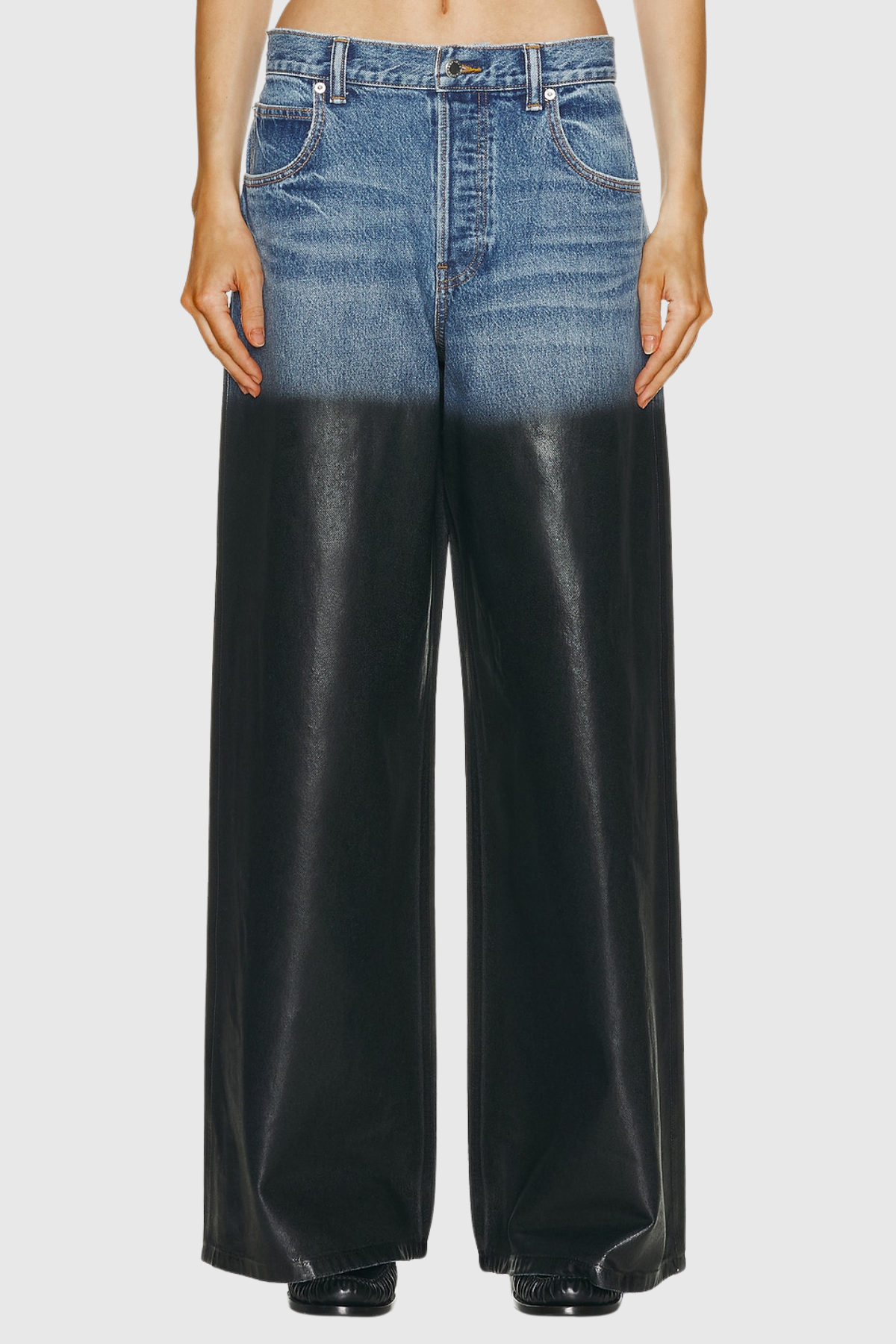 Fadel Colorblock Leather Jeans