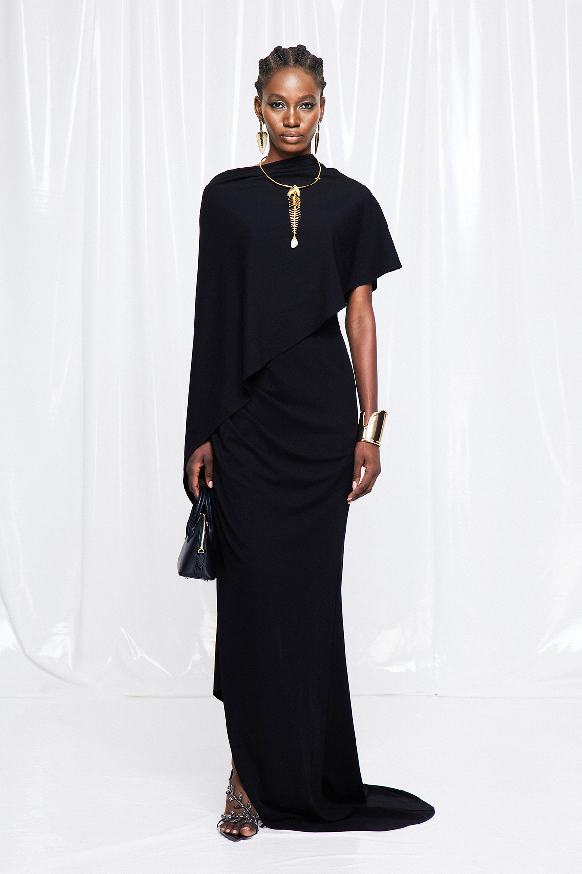 Fadhili Asymmetric Shawl Maxi Dress