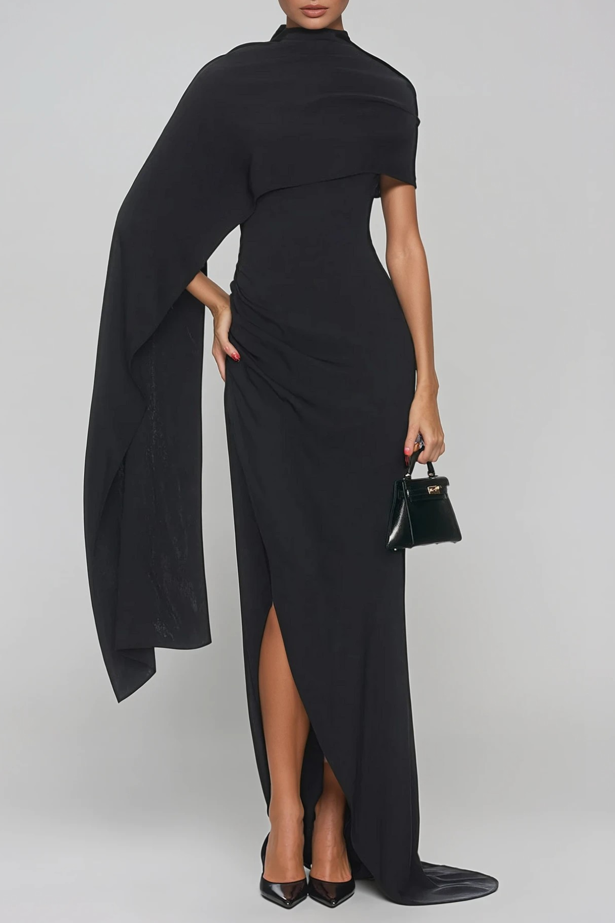 Fadhili Asymmetric Shawl Maxi Dress