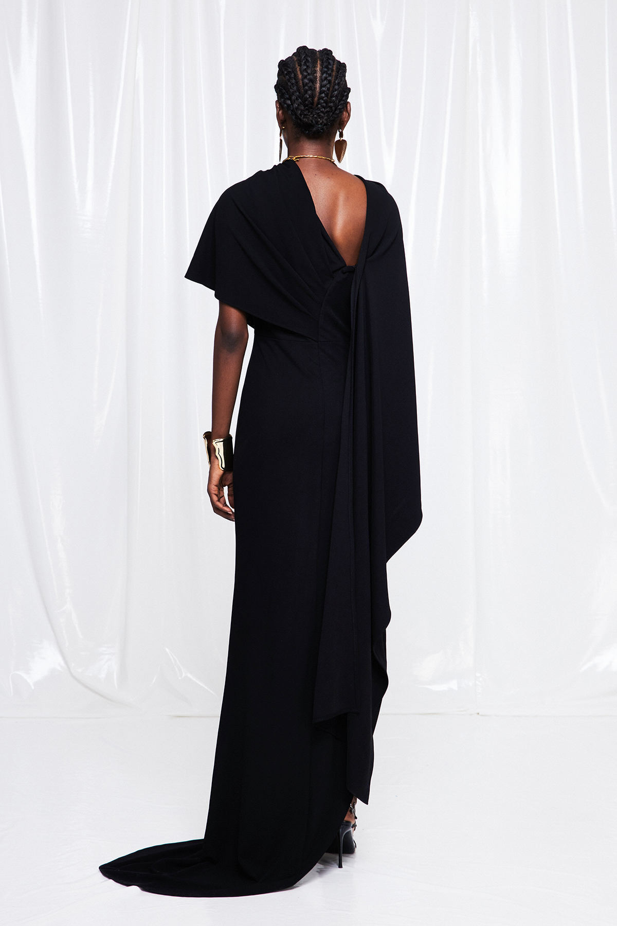 Fadhili Asymmetric Shawl Maxi Dress