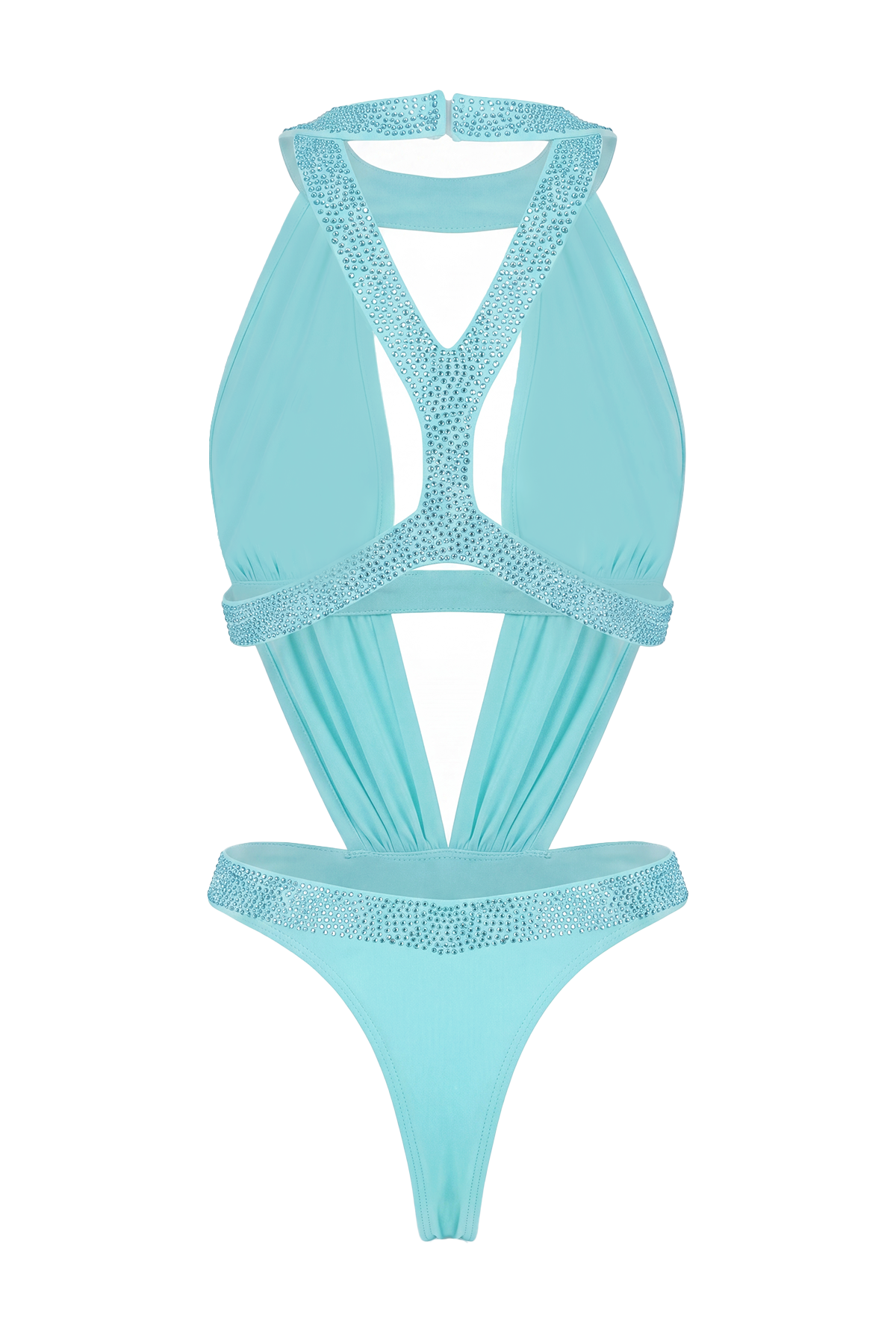 Fadzai  Backless Cutout Bodysuit In Blue 