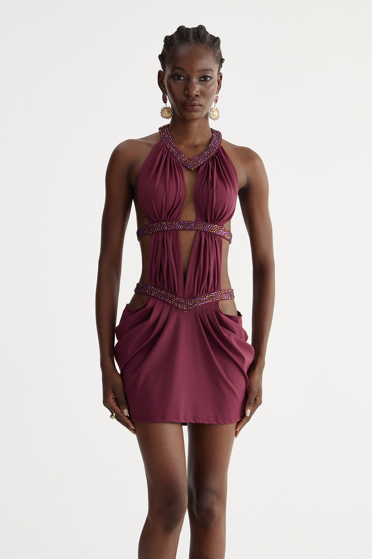 Fadzai Cutout Rhinestone Mini Dress