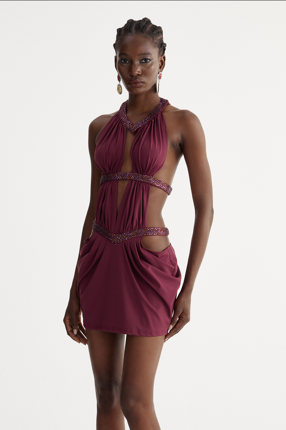Fadzai Cutout Rhinestone Mini Dress