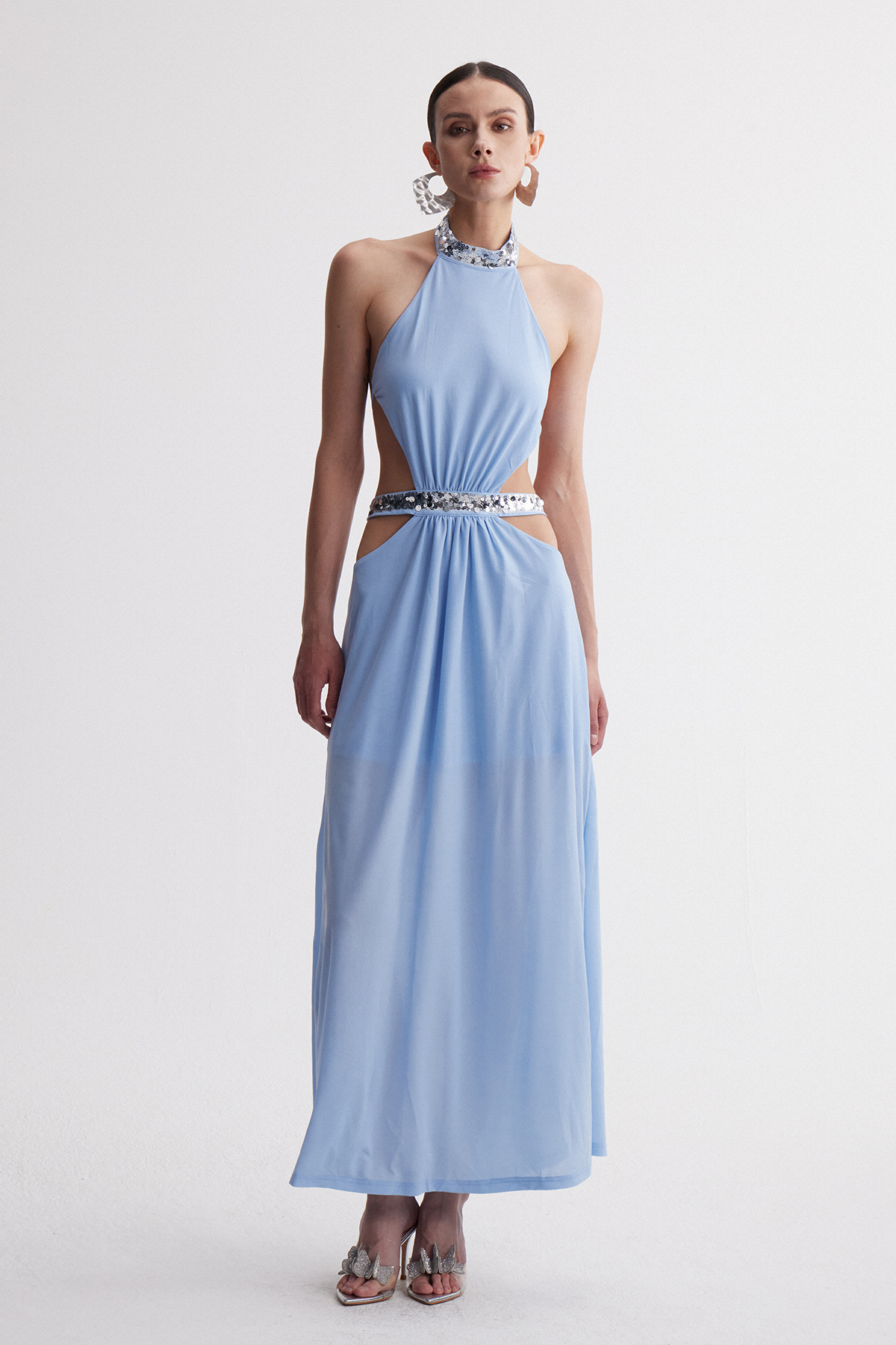 Fadzai Halter Neck Rhinestone Maxi Dress