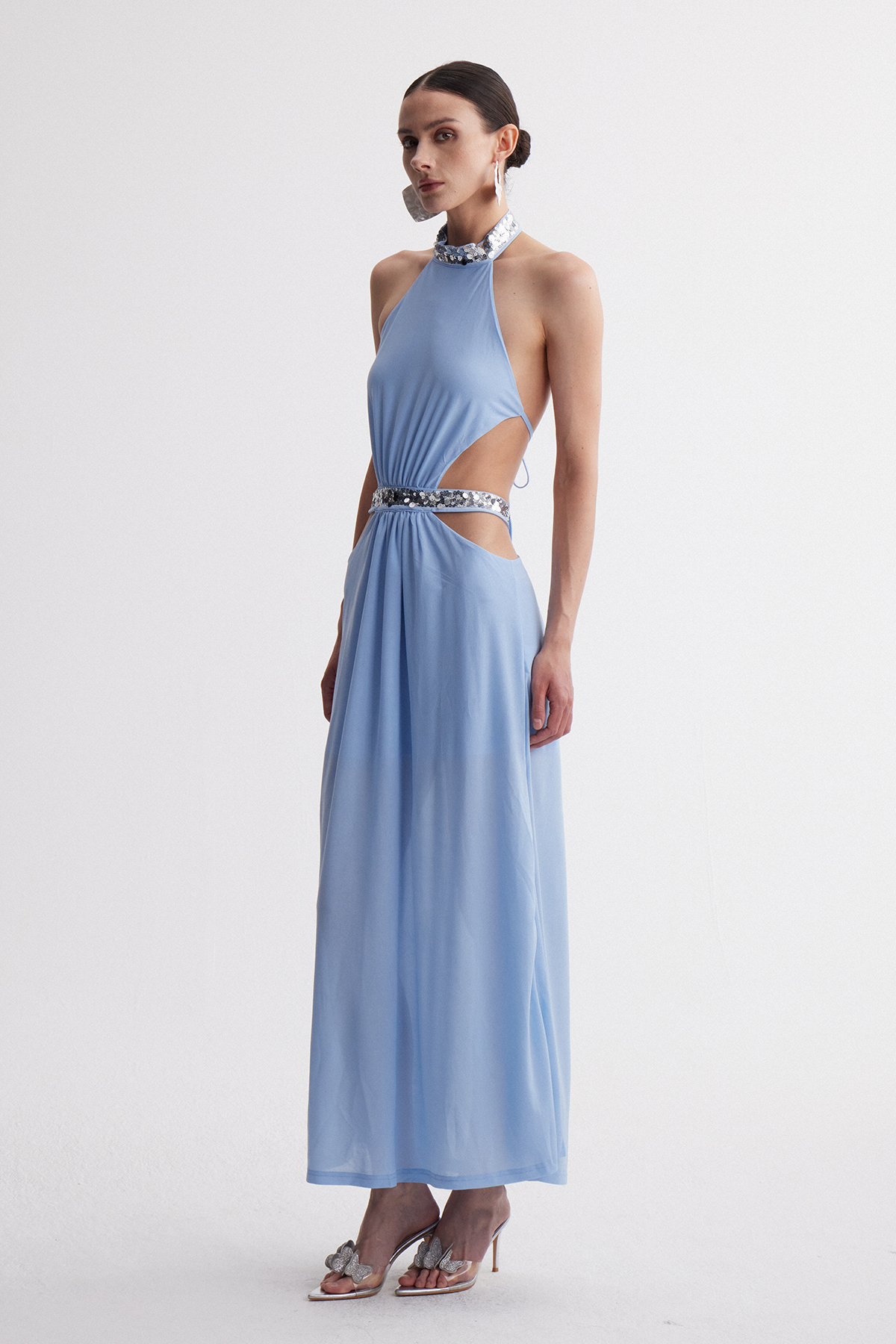 Fadzai Halter Neck Rhinestone Maxi Dress