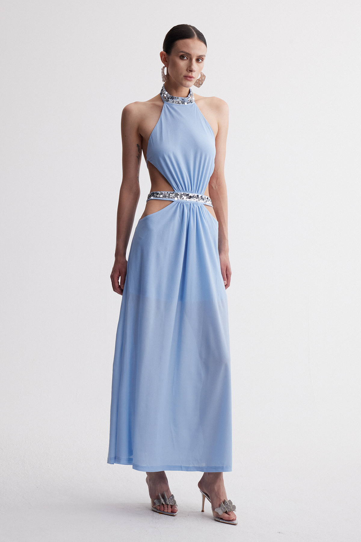 Fadzai Halter Neck Rhinestone Maxi Dress