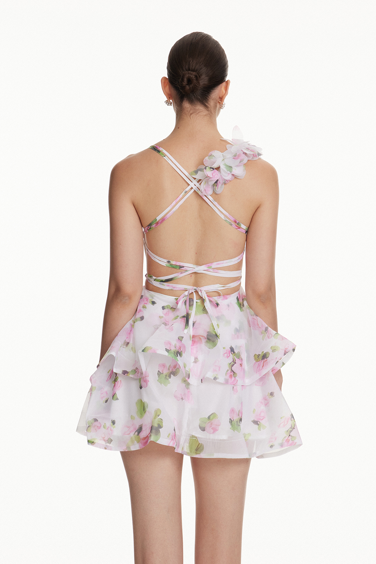 Faigel Ruffle Flower Mini Dress