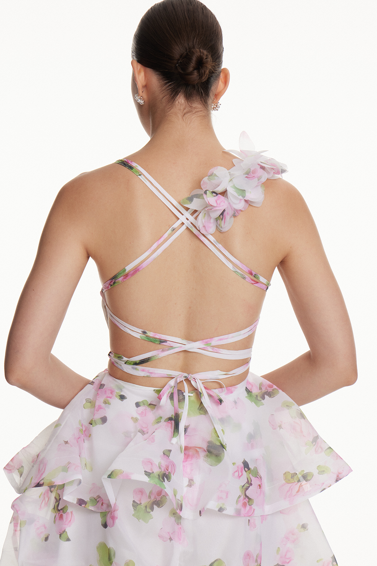 Faigel Ruffle Flower Mini Dress