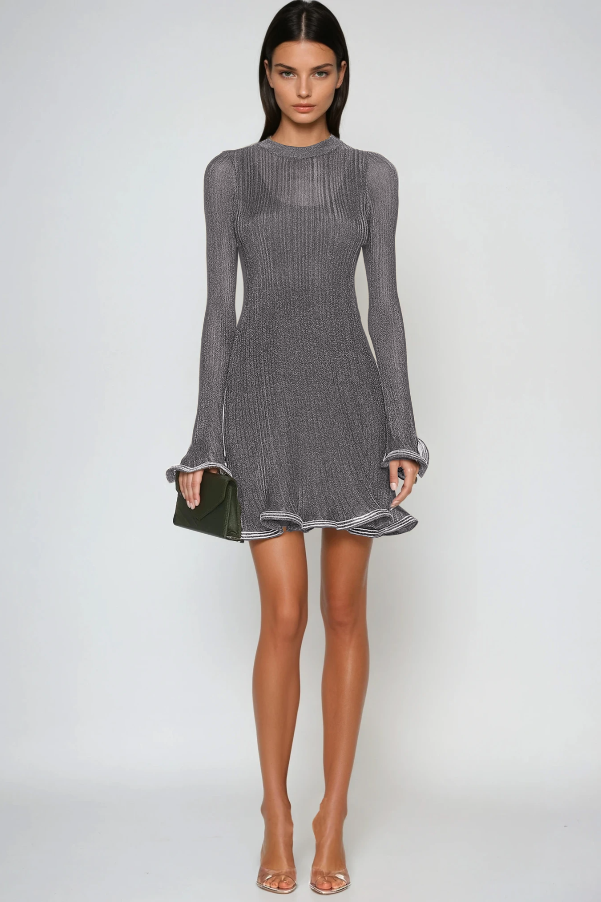 Faina Rhinestone Ruffle Mini Dress