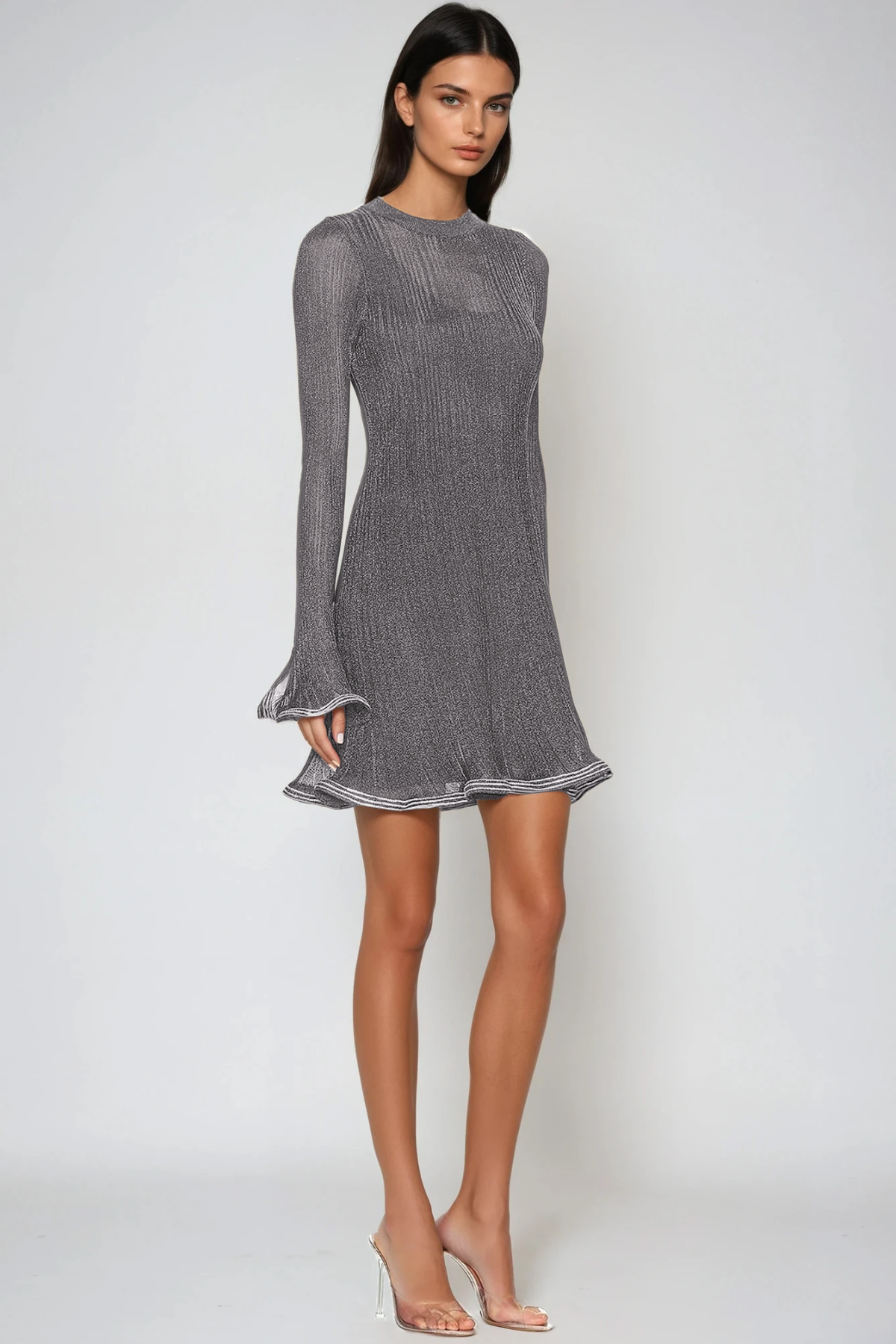 Faina Rhinestone Ruffle Mini Dress