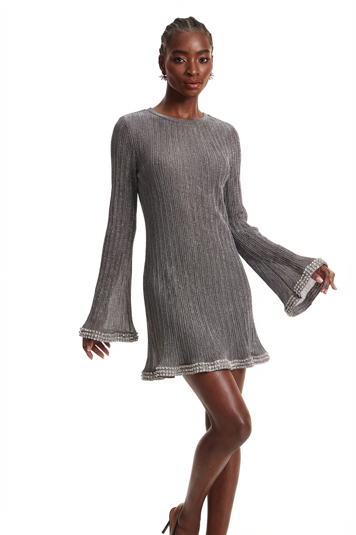 Faina Rhinestone Ruffle Mini Dress