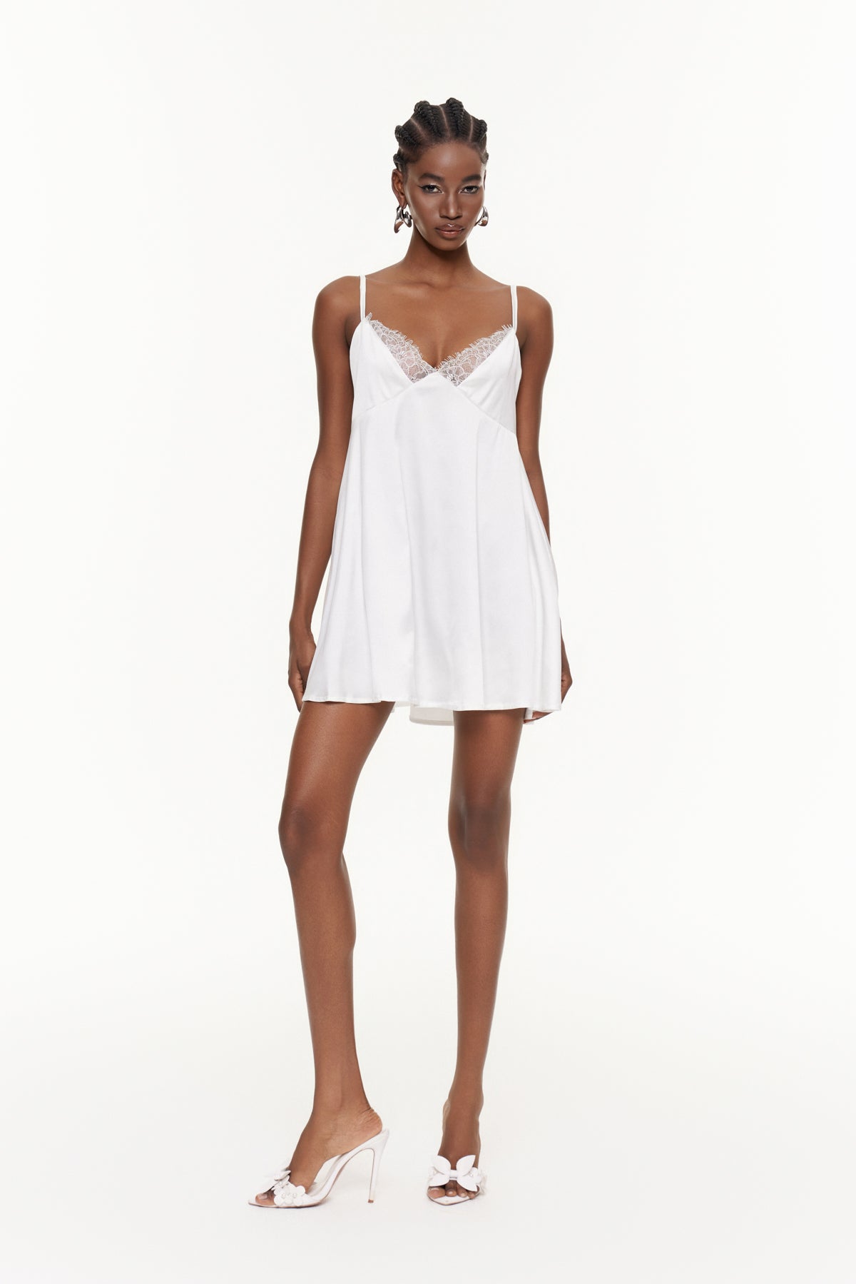 Fairuz Spaghetti Lace Satin Mini Dress