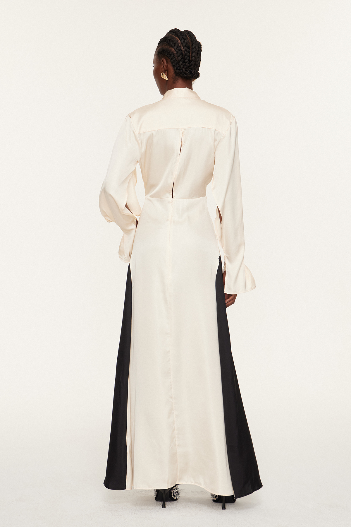 Faivish Tie Up Plunge Fringe Dress