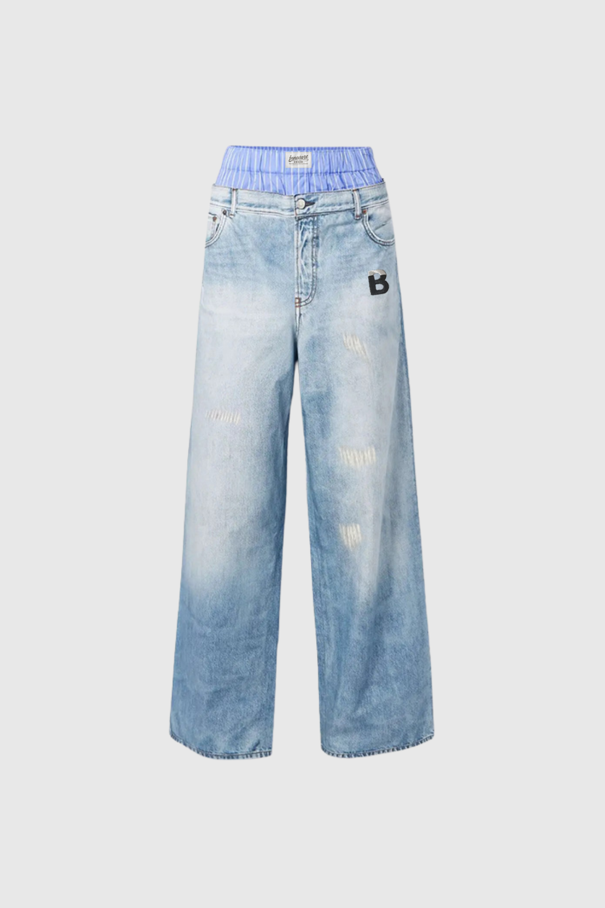 Faiz Deconstruct Grid Ripped Jeans