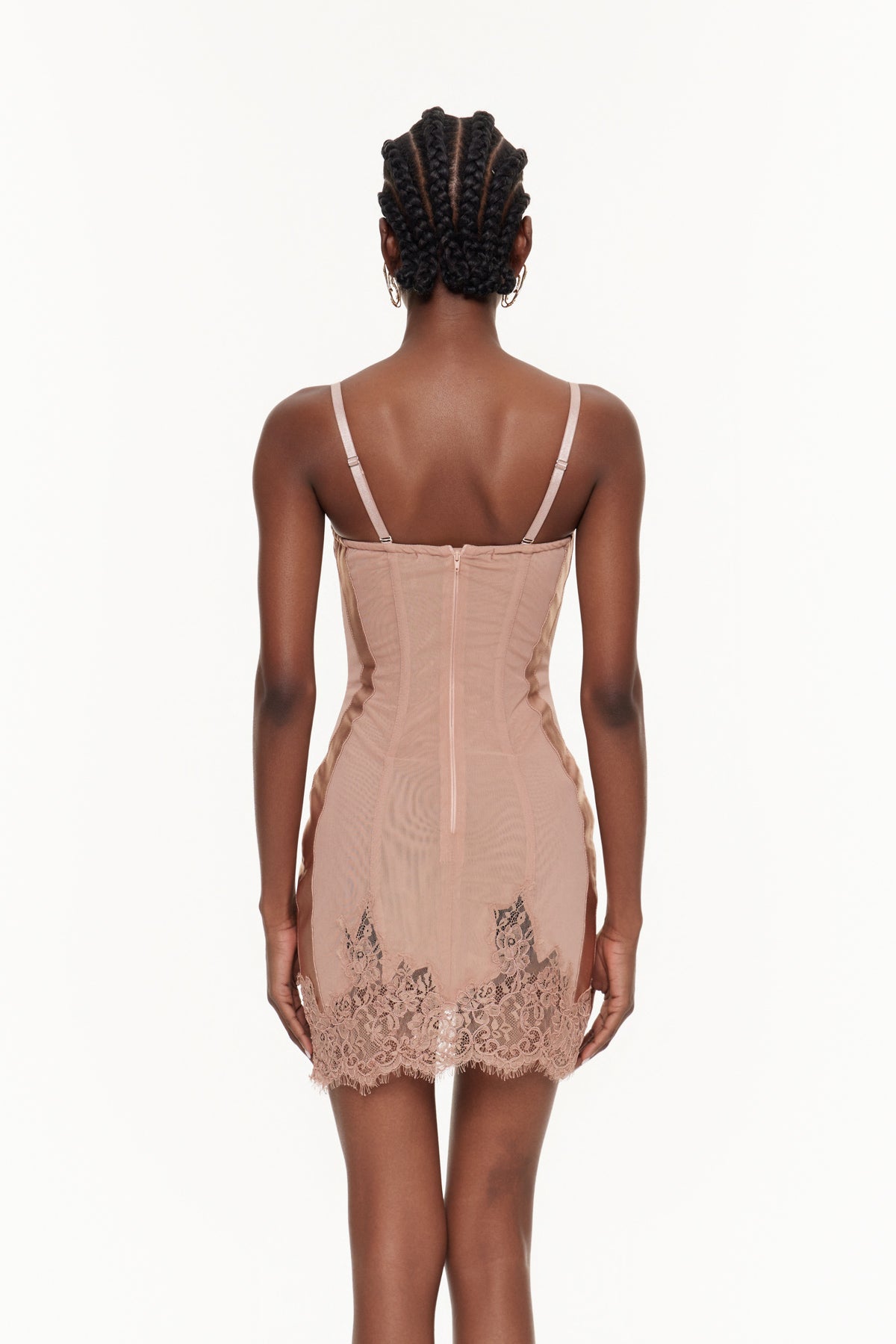 Faizel Spaghetti Corset Lace Mini Dress In Blush