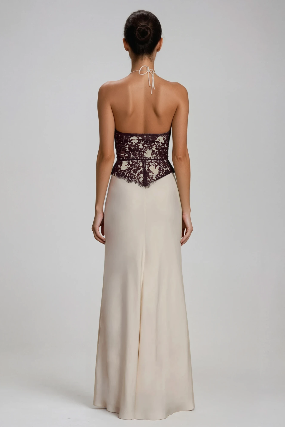 Fakhriyya Halter Neck Lace Maxi Dress