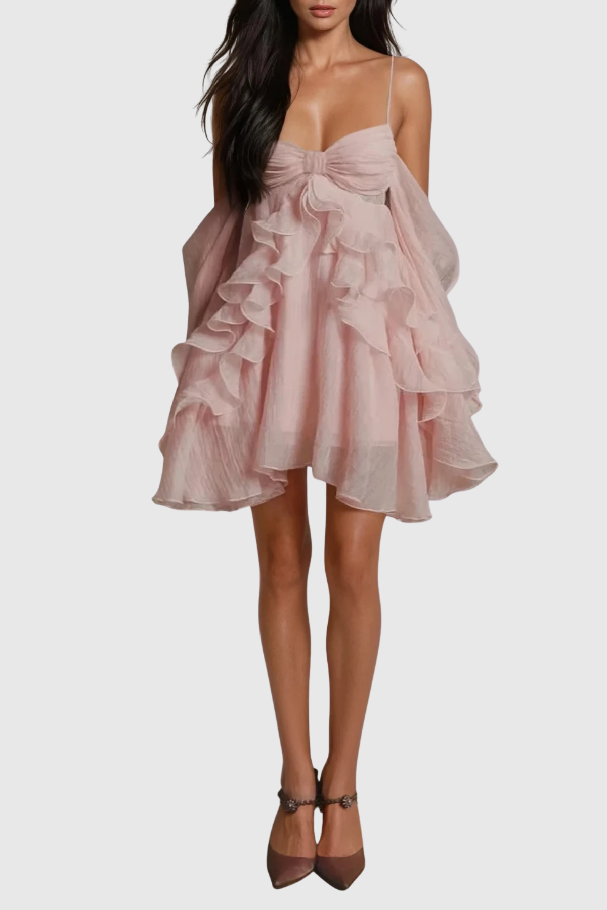 Falk Bell Sleeve Ruffle Mini Dress