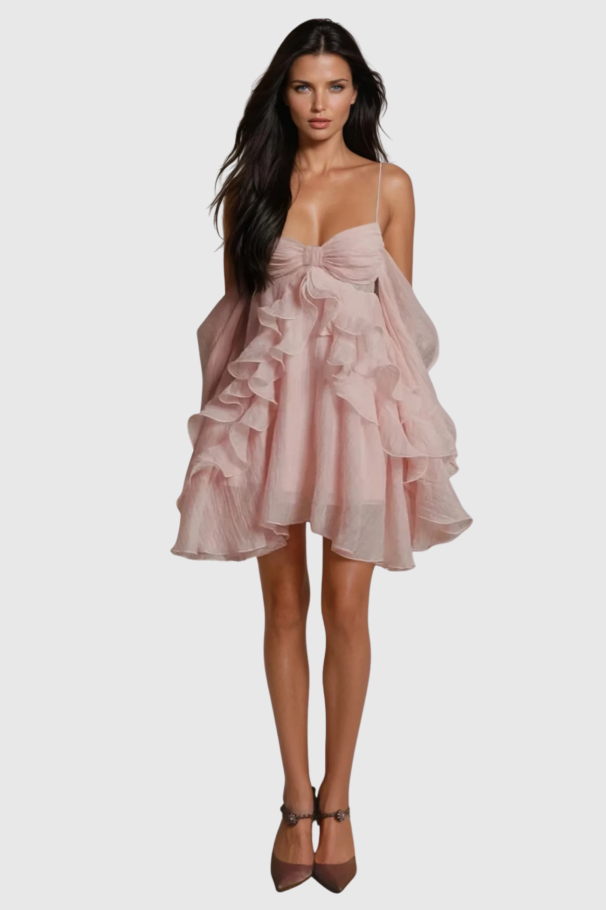 Falk Bell Sleeve Ruffle Mini Dress