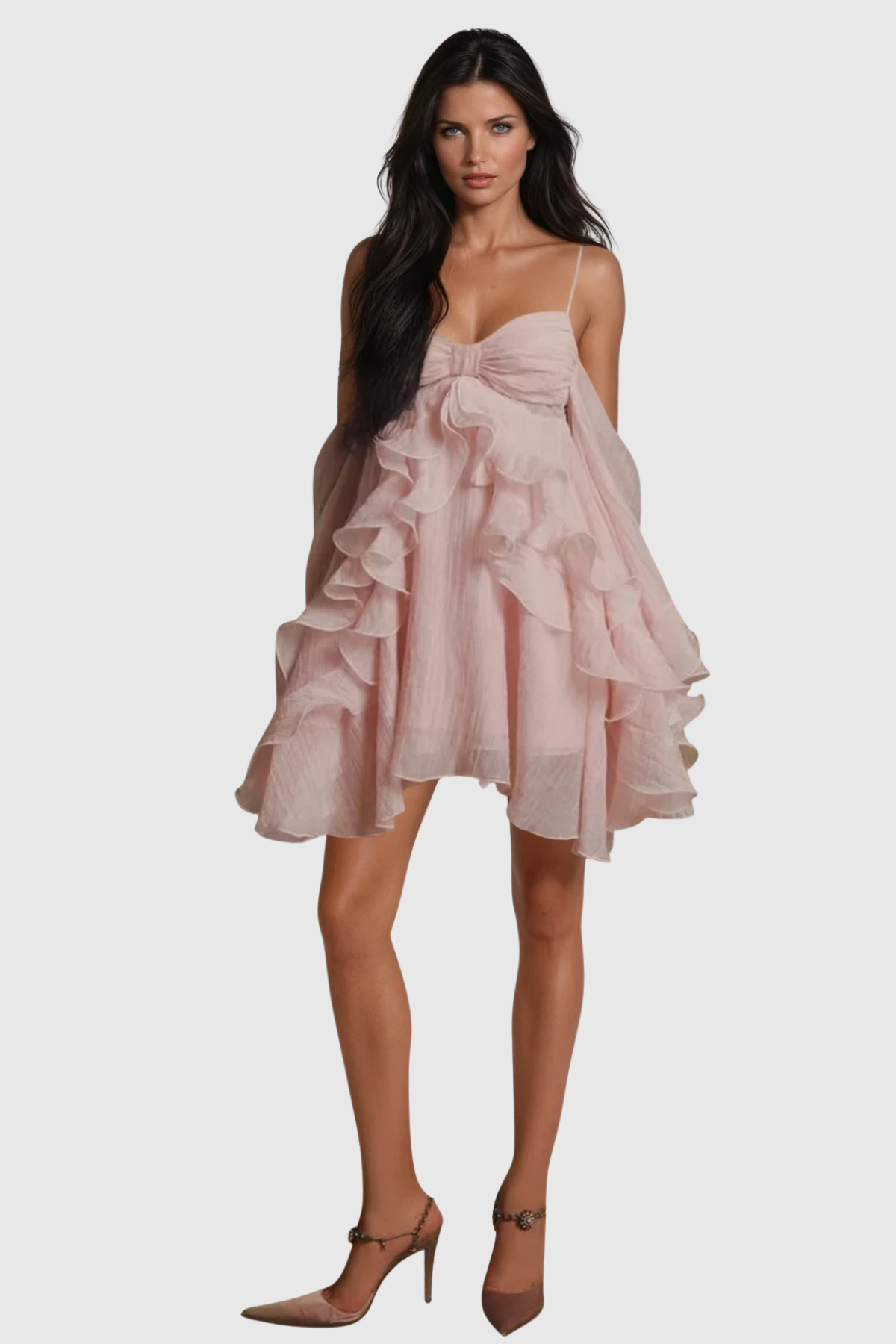 Falk Bell Sleeve Ruffle Mini Dress