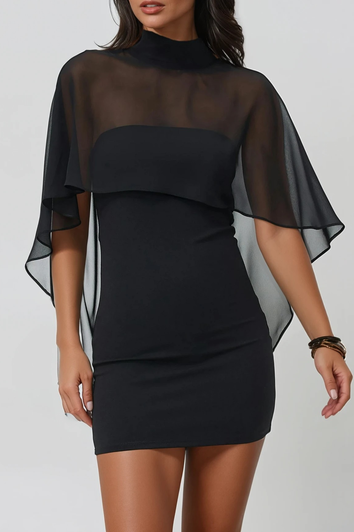 Fallon Mesh Shawl Mini Dress