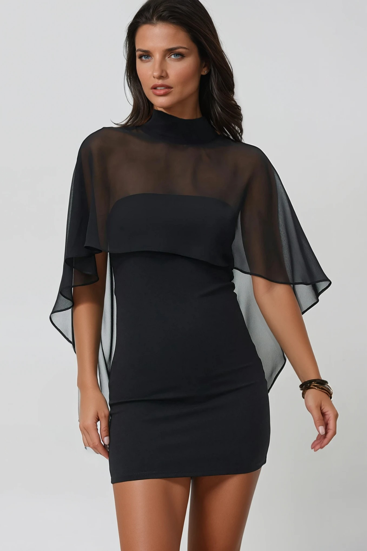 Fallon Mesh Shawl Mini Dress