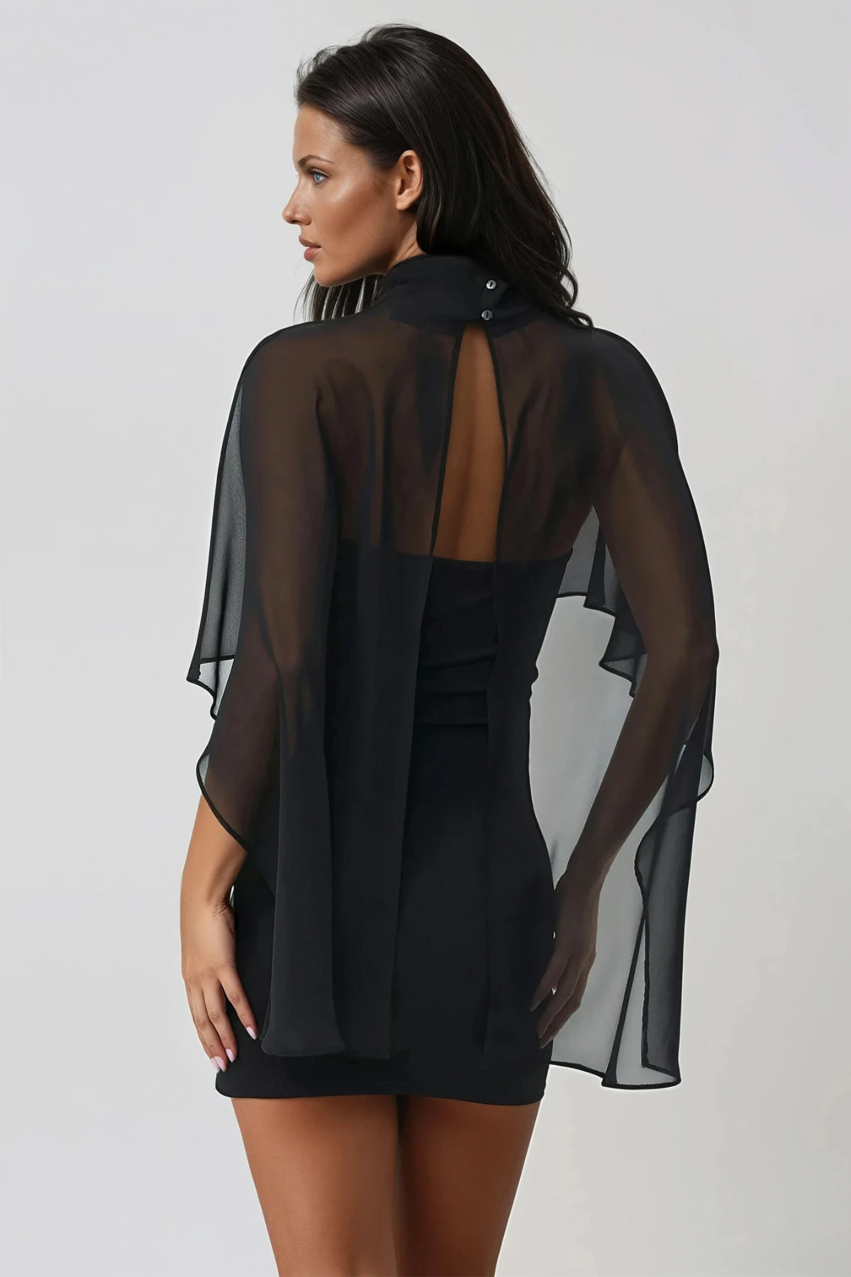 Fallon Mesh Shawl Mini Dress