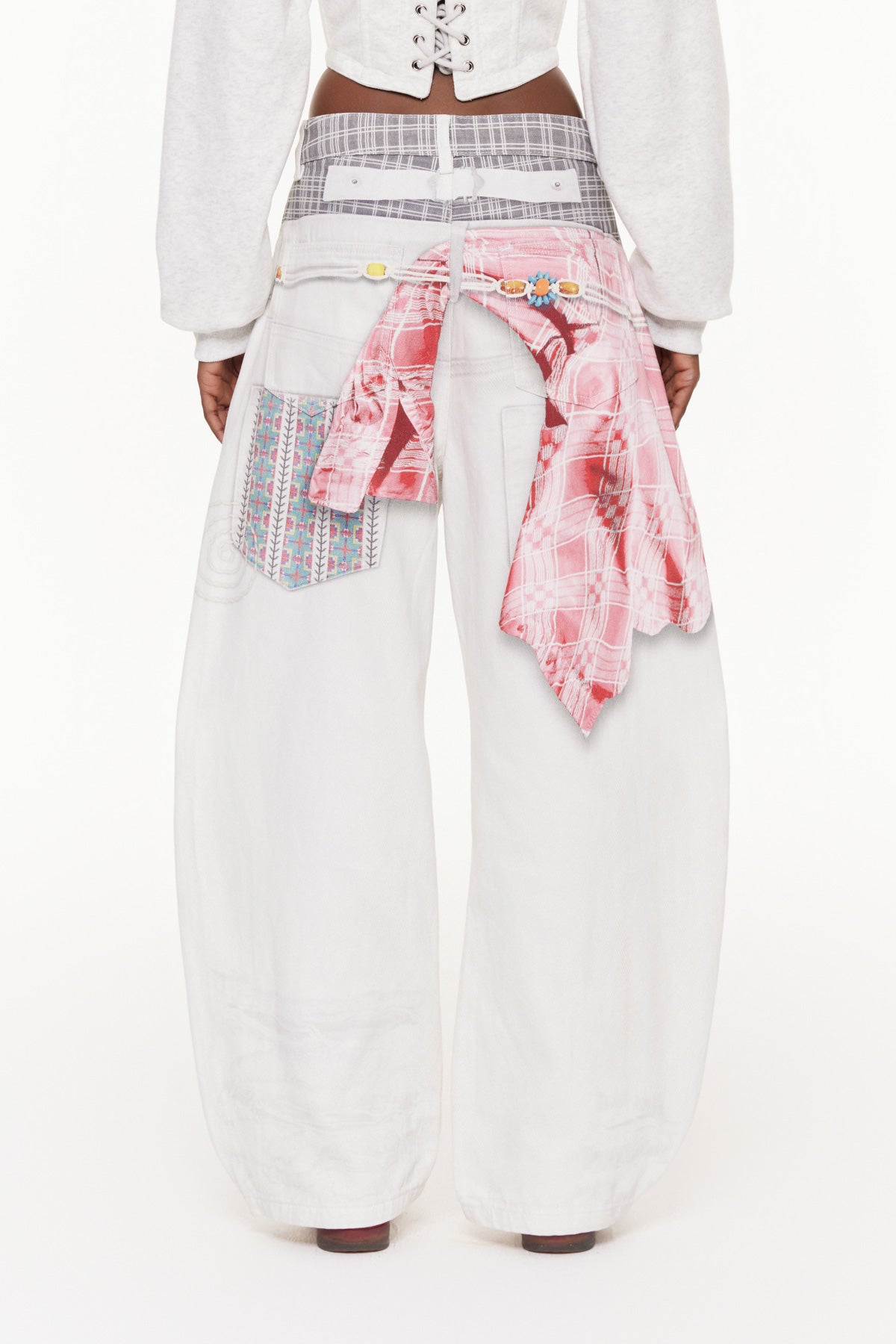 Famke Deconstruct Asymmetric Print Baggy Jeans