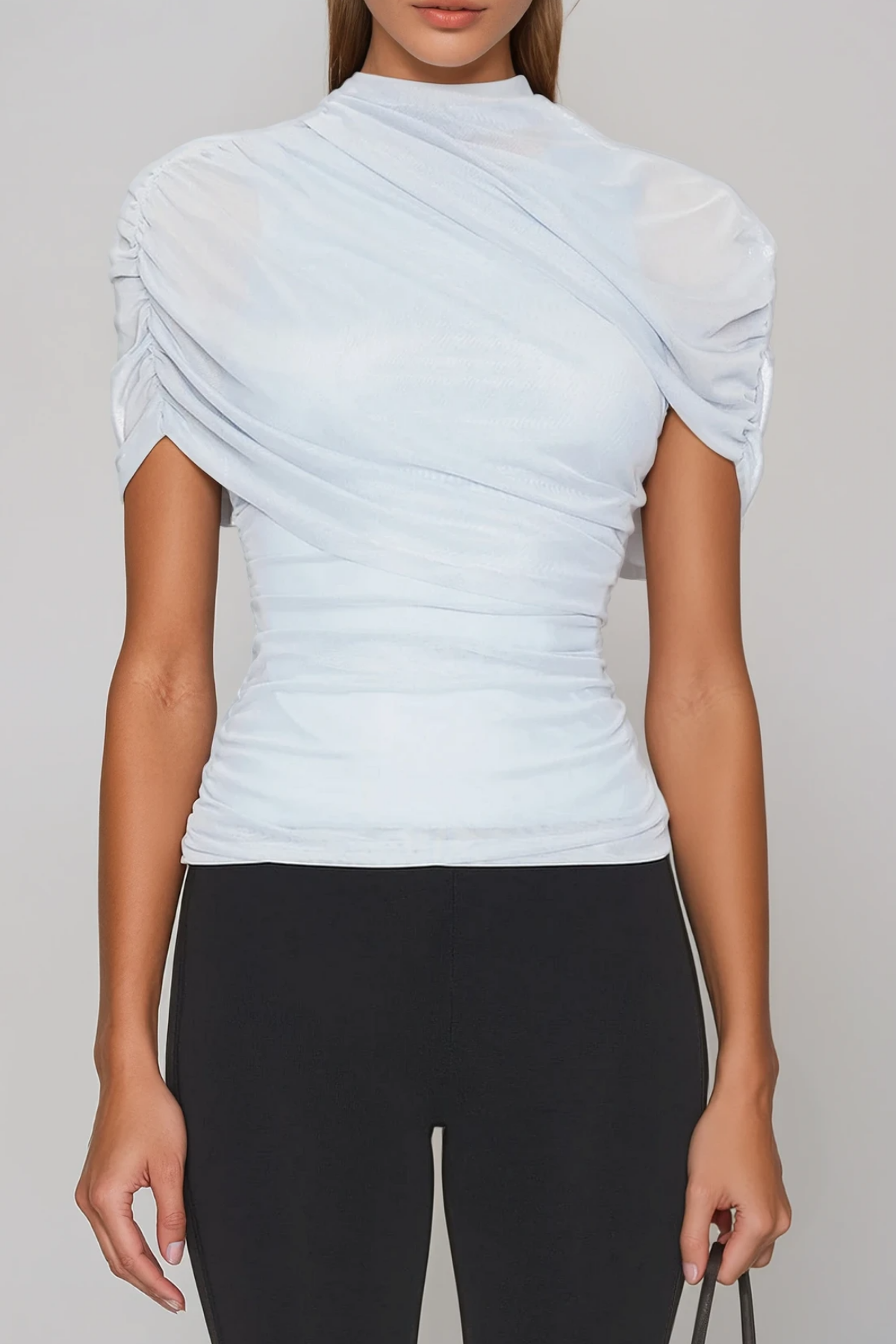 Fannar Mesh Shawl Ruch Top