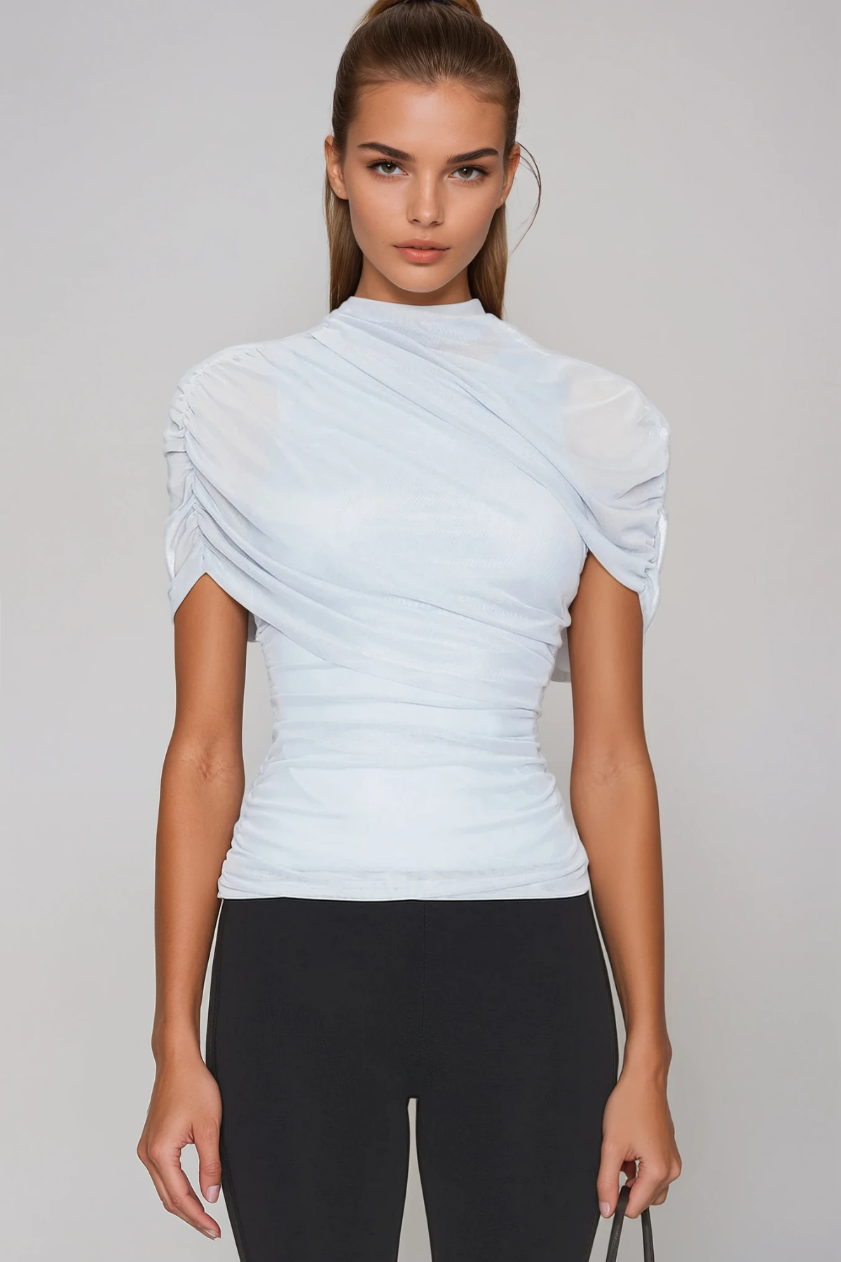 Fannar Mesh Shawl Ruch Top