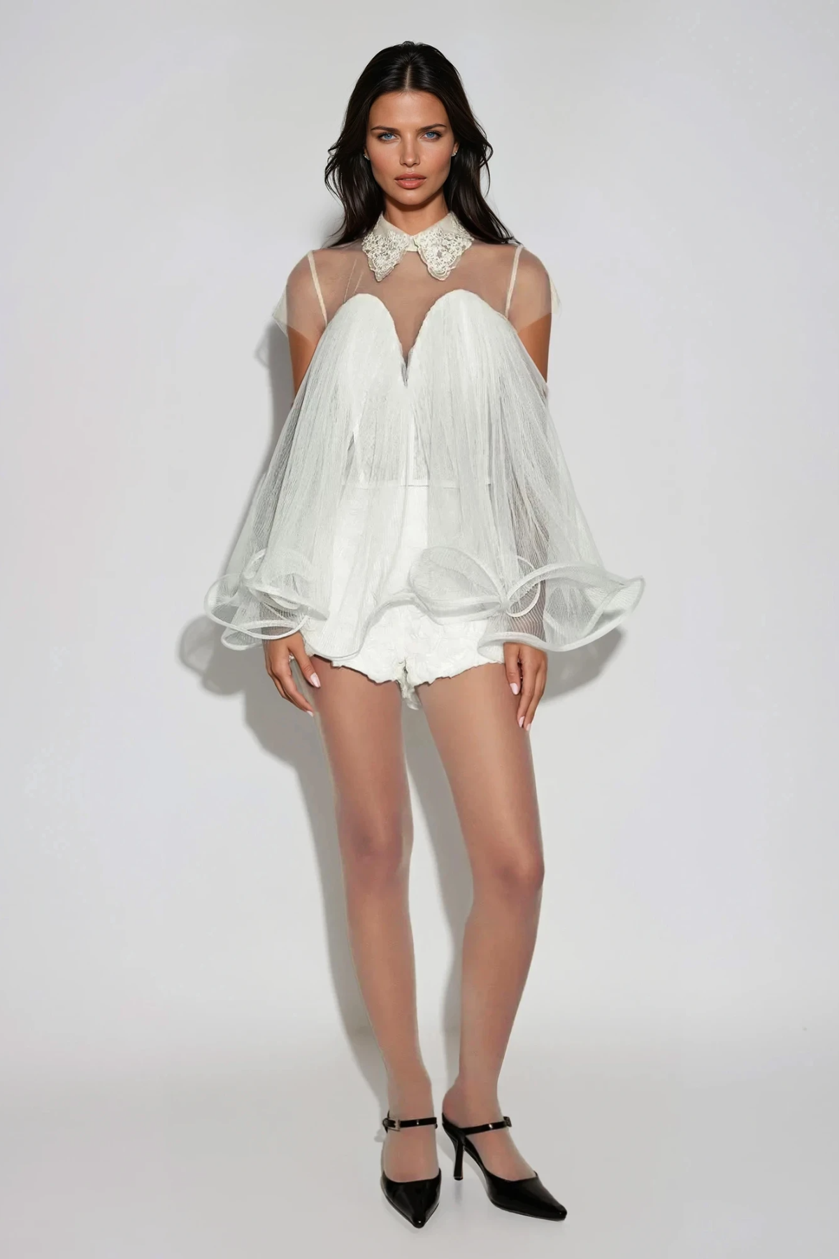 Fanny Mesh Ruffle Top