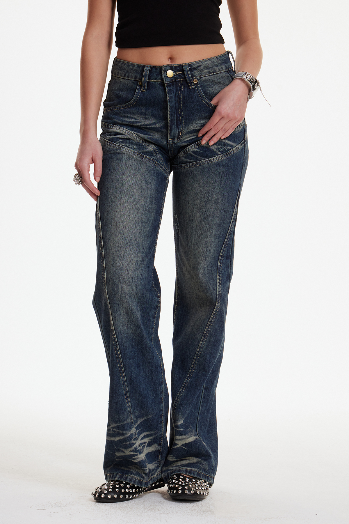 [Copy]Farahild Bleached Bootcut Jeans