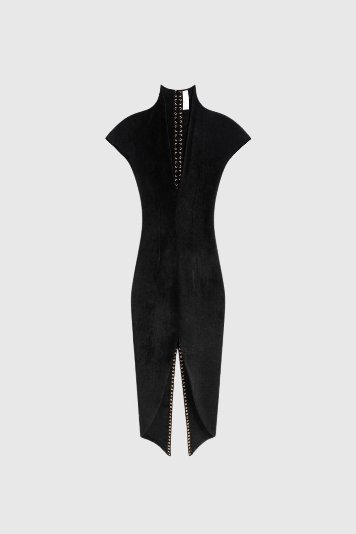 Fareed Plunge Lace Up Midi Dress