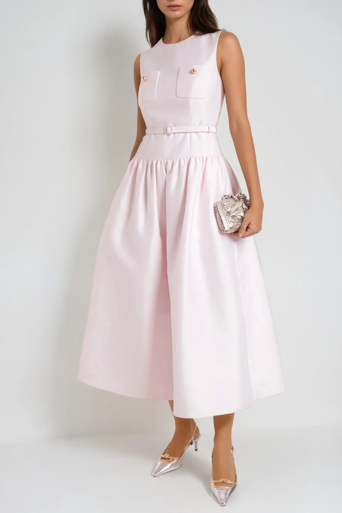 Farrah Sleeveless Drop Waist Midi Dress