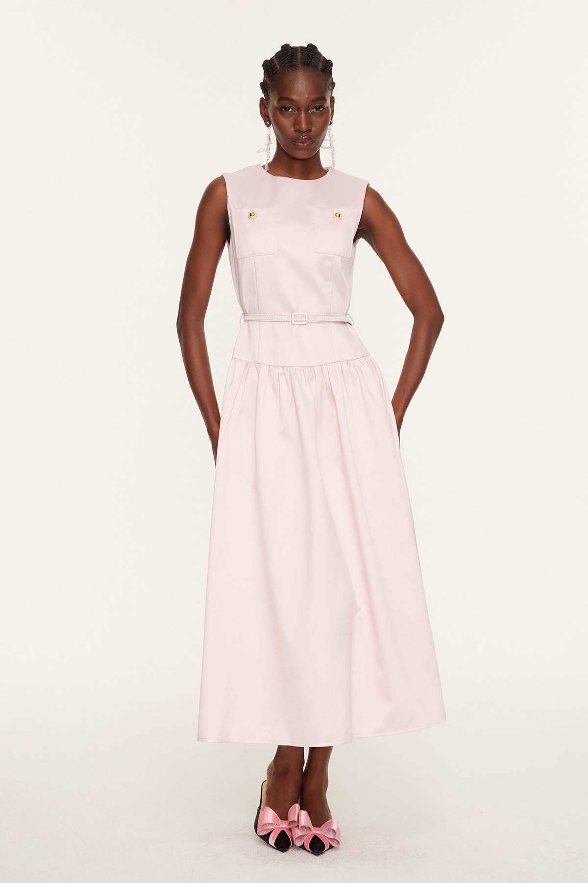 Farrah Sleeveless Drop Waist Midi Dress