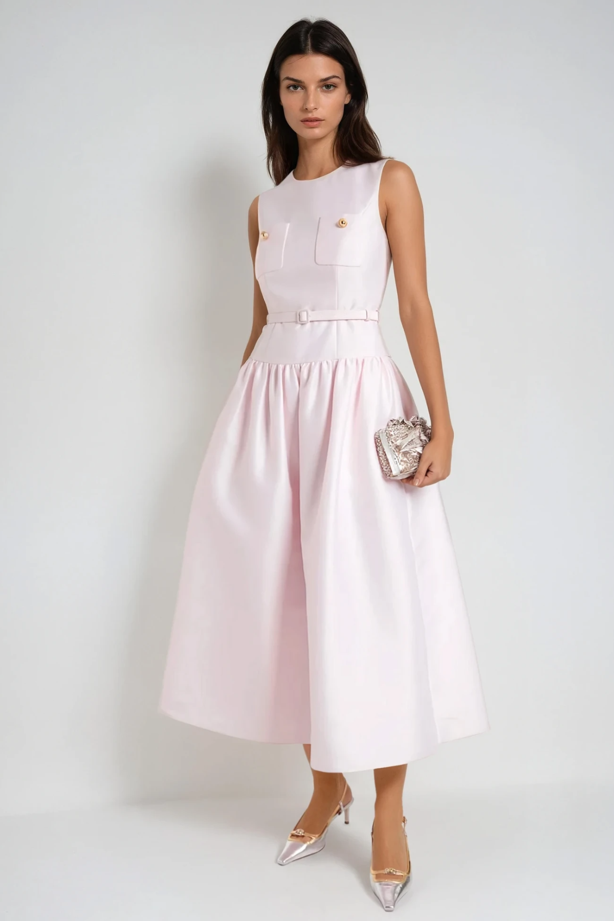 Farrah Sleeveless Drop Waist Midi Dress