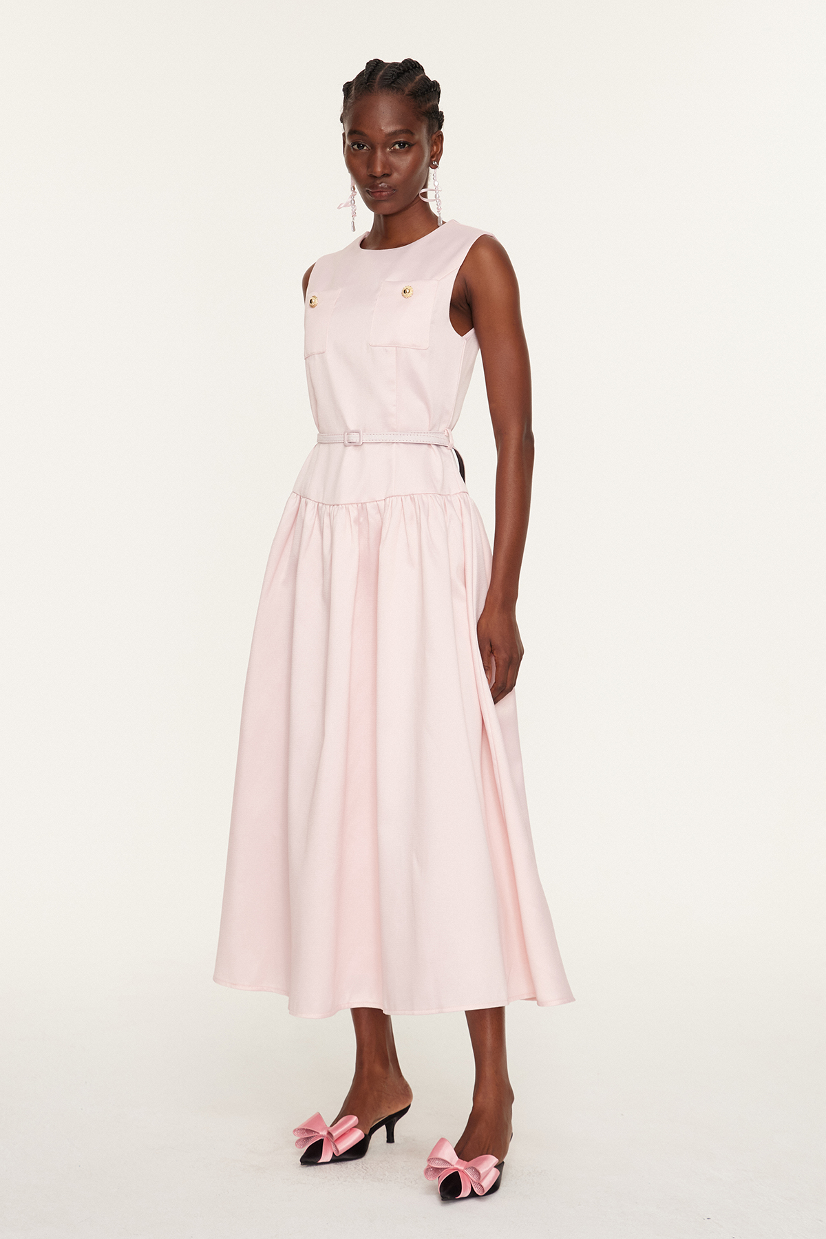 Farrah Sleeveless Drop Waist Midi Dress