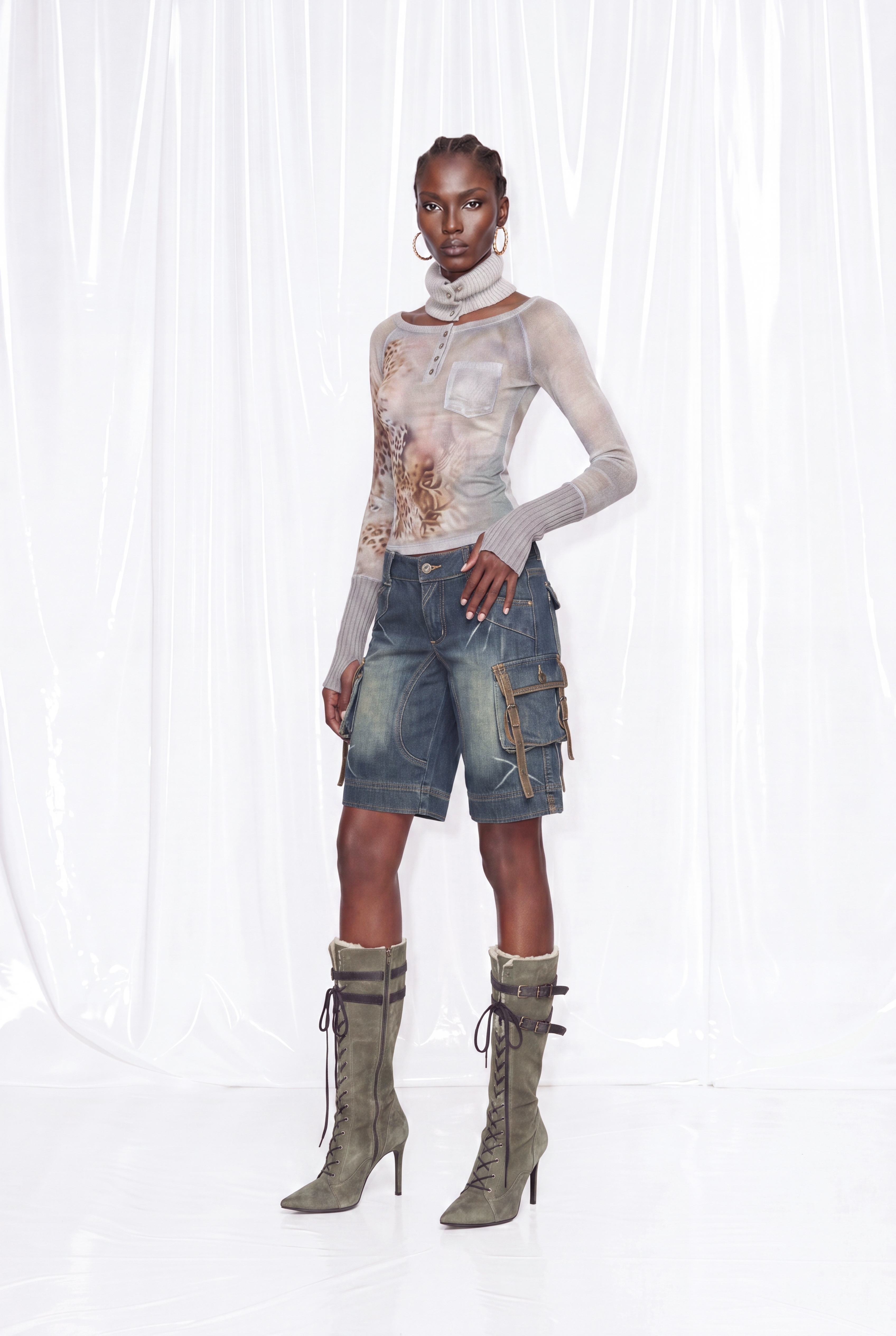 Farrukh Buckle Denim Shorts