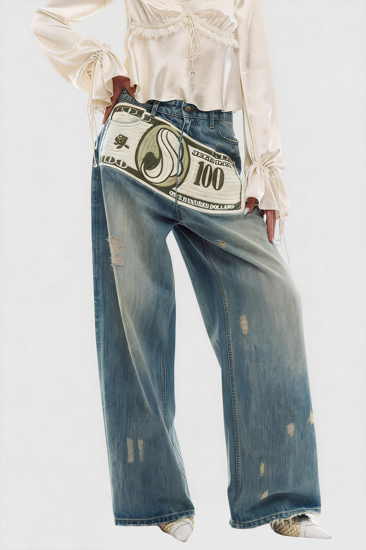 Faruq Deconstruct Embroidered Jeans