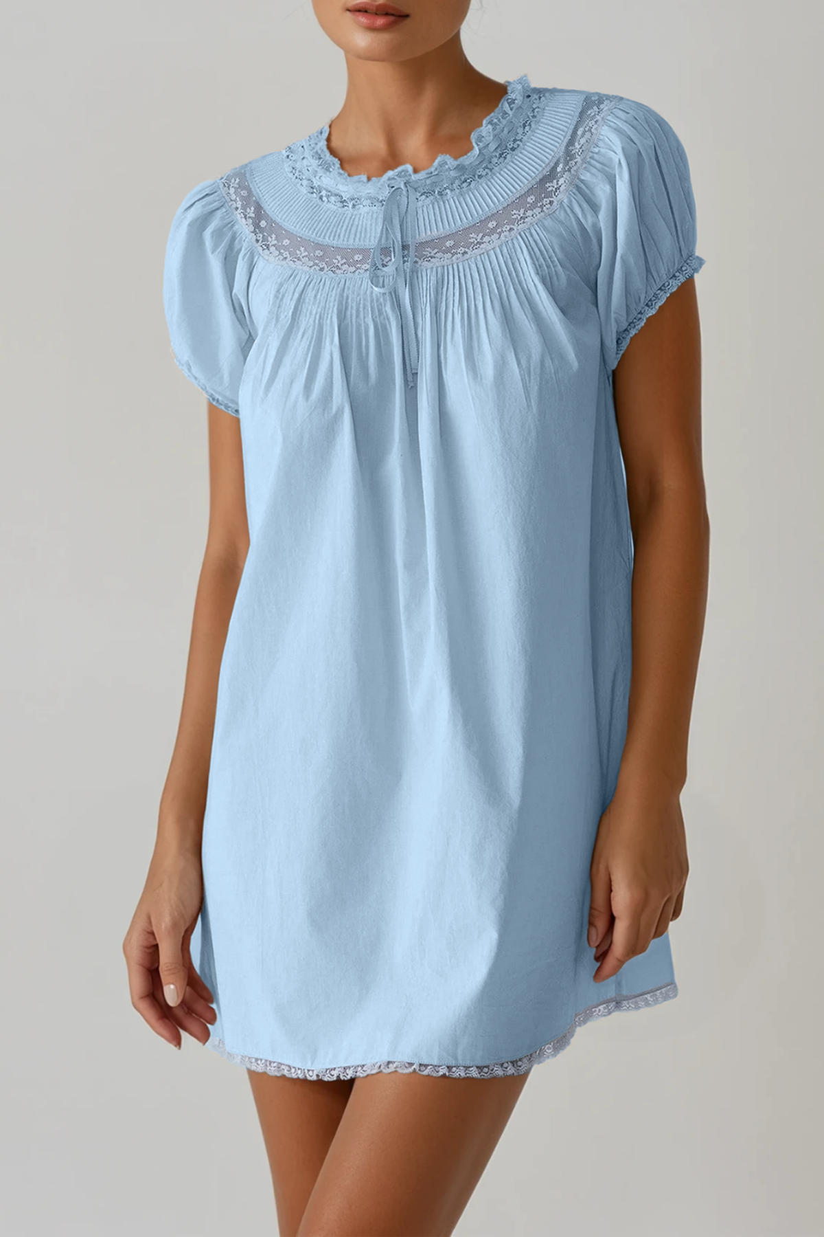 Farzad Lace Mini Dress In Sky Blue