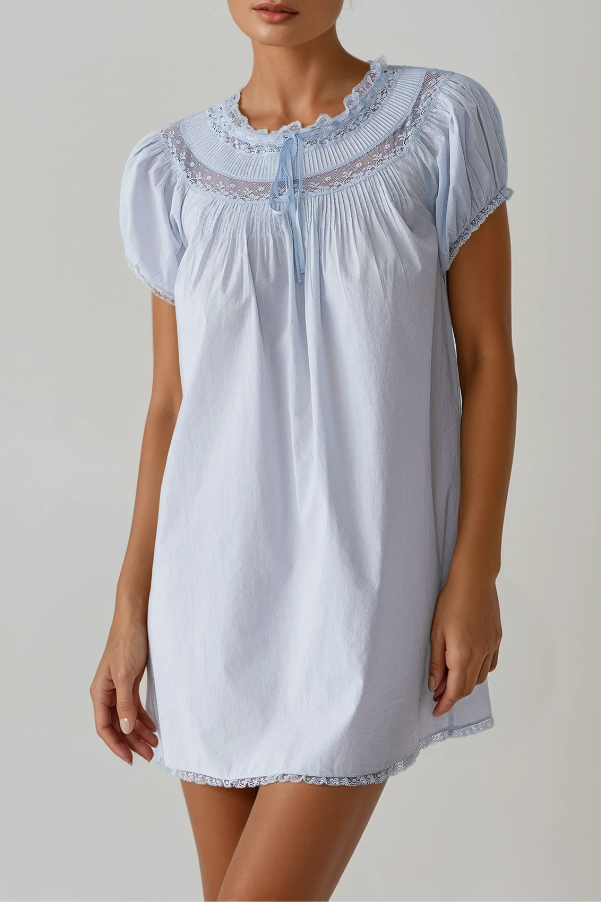 Farzad Lace Mini Dress In Sky Blue