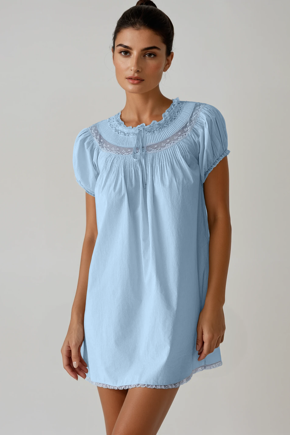 Farzad Lace Mini Dress In Sky Blue