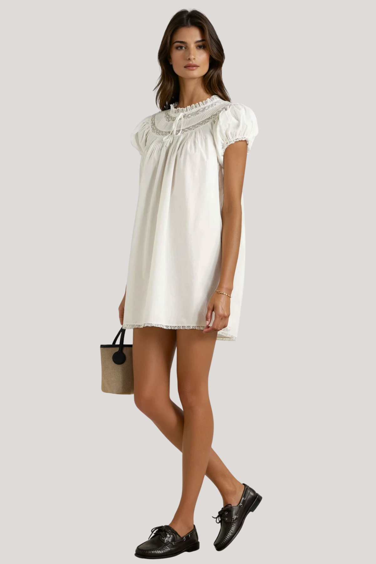 Farzad Lace Mini Dress In White