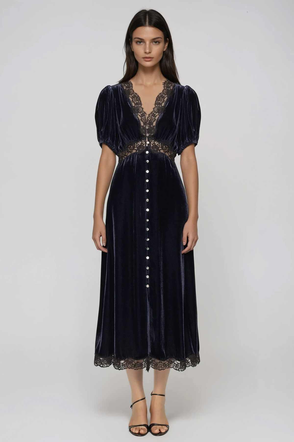 Farzad Lace Velvet Midi Dress