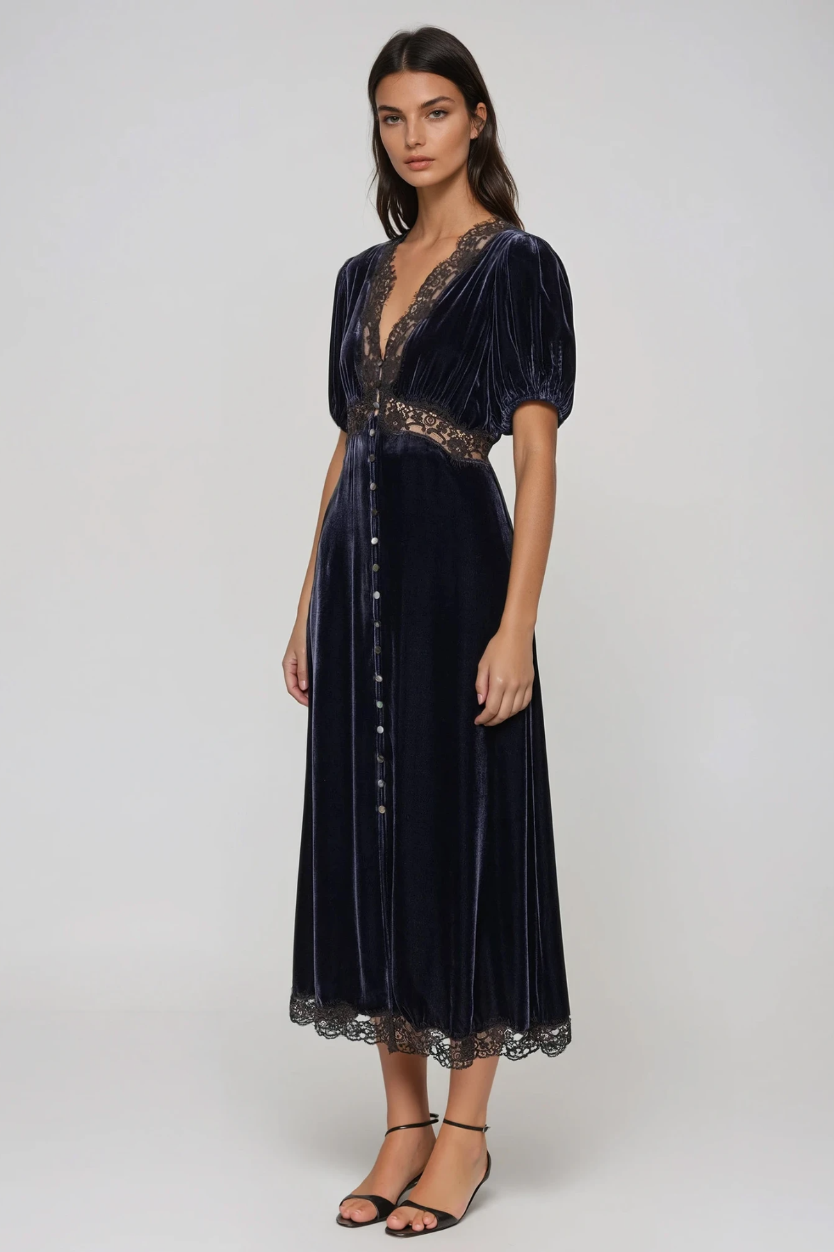 Farzad Lace Velvet Midi Dress