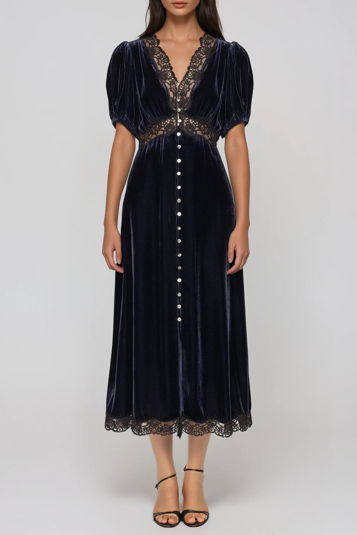 Farzad Lace Velvet Midi Dress