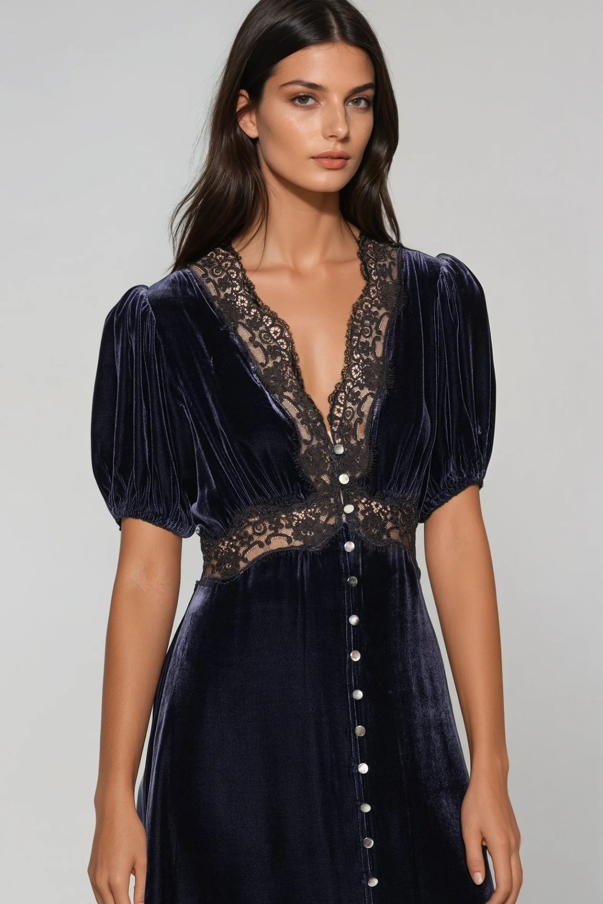 Farzad Lace Velvet Midi Dress