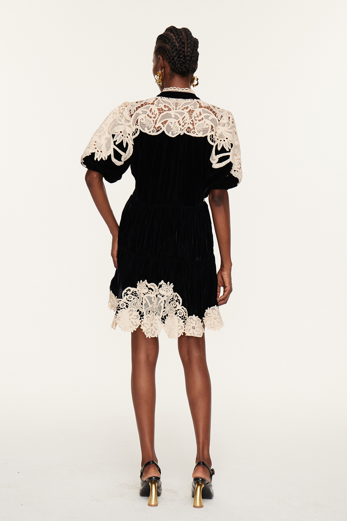 Farzad Puff Sleeve Cochet Mini Dress