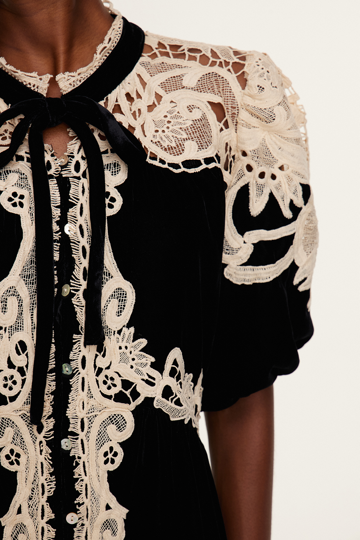 Farzad Puff Sleeve Cochet Mini Dress